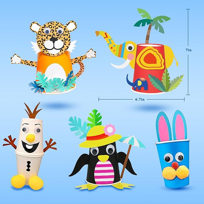 fangtaiabc Arts and Crafts for Kids Ages 4-8 .Arts and Craft Kit for Toddlers and Preschoolers Art Craft Gift for Kids- 12 Paper Cup Art Kit Toy for.3, 4,5.6.7.8Year Old Boys Girls Toddlers,