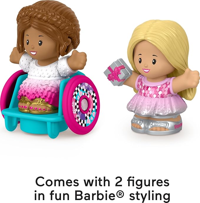 Fisher-Price Little People Toddler Toys Barbie Party Figure Set with 2 Characters for Preschool Pretend Play Kids Ages 18+ Months