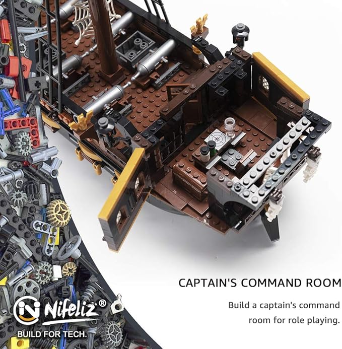 Nifeliz Black Hawk Pirates Ship Model Building Blocks Kits - Construction Set to Build, Model Set and Assembly Toy for Teens and Adult,Makes a Great Gift for People who Like Creative Play (1352Pcs)