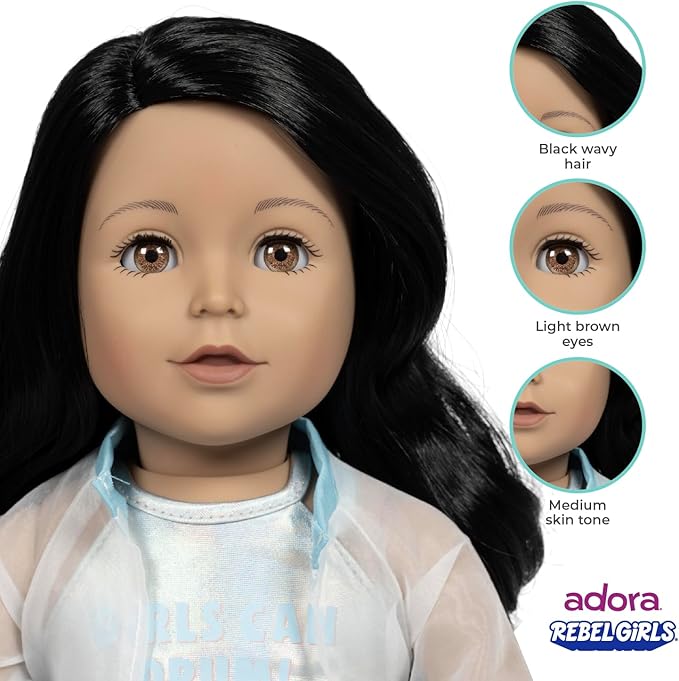 Adora 18" Rebel Girls Doll Collection - Inspired by Good Night Stories Rebel Girl Books - Premium Quality Soft and Movable Doll Body with Realistic Features - Creator