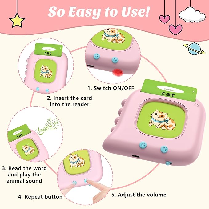 Learning Toys for Toddlers 1-3 - Montessori Toddler Toys Birthday Gift for 1 2 3 4 5 Year Old Girls, 224 Sight Words Talking Flash Cards, Autism Sensory Toys for Autistic Children, Educational Toys