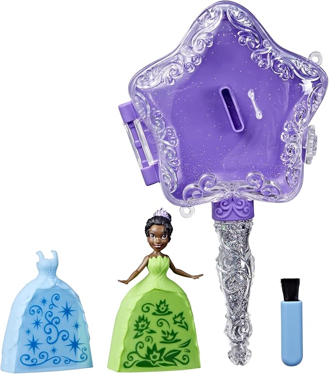 Disney Princess Secret Styles Magic Glitter Wand Tiana Doll and Wand Playset, Arts and Crafts Toy for Kids 4 and Up