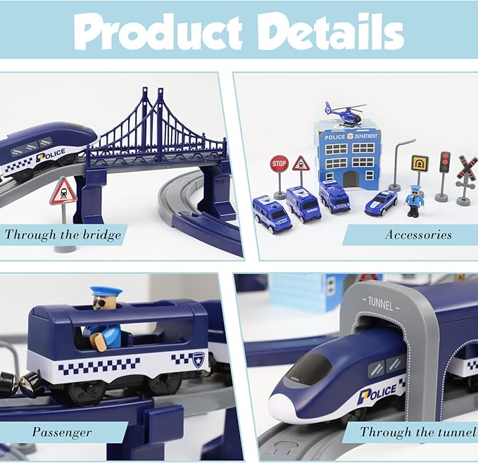 Wdmiya Train Set for Toddlers, 92 Pcs Train Toys for Kids Ages 2-8, Electric Trains Sets with Tracks (Magnetic Connection), Battery Operated Trains Birthday Gift for 2 3 4 5 6 7 8 Years Old