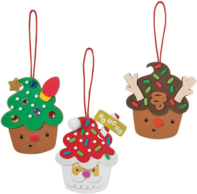 Christmas Cupcake Character ORN Craft Kit -12 - Crafts for Kids and Fun Home Activities
