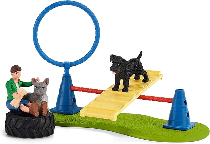 Schleich Farm World, Farm Toys for Girls and Boys Ages 3-8, 14-Piece Playset, Puppy Agility Training at the Dog Park
