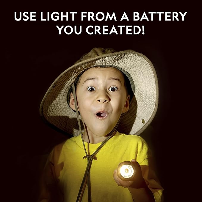 NATIONAL GEOGRAPHIC Battery Making Kit - Potato Clock and Penny Powered Flashlight Science Kit, 2 Electricity STEM Projects for Kids, Electrical Circuit Toy for Boys and Girls (Amazon Exclusive)