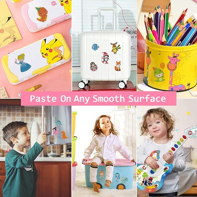 sinceroduct 84Pcs Diamond Stickers Kits for Kids, Mosaic Sticker Art Kits, DIY 5D Gem Sticker Gem Art and Craft Kits for Girls Boys Kids and Adult Beginner
