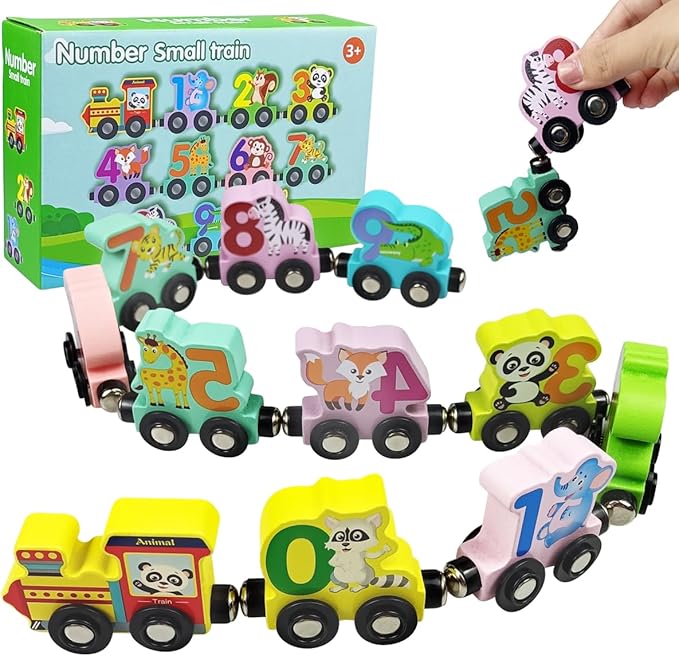 Anditoy Magnetic Wooden Animals Train Set Montessori Educational Toys for Kids Toddlers Easter Basket Stuffers Easter Toys Gifts