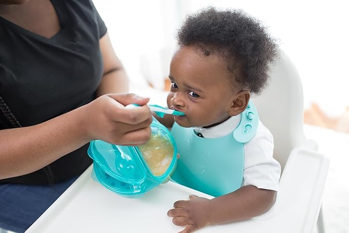 Dr. Brown's Travel Fresh Bowl and Snap-in Spoon, Divided Bowl with Spoon for Toddler Feeding On the Go, BPA Free, 4m+