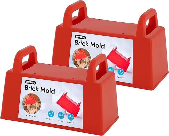 Superio Snow Brick Maker Igloo Fort Block Form Outdoor Winter Snow Toys Sand Castle Building Kit for Adults and Kids Sandbox, Beach, Sand Toys (Red, 2)