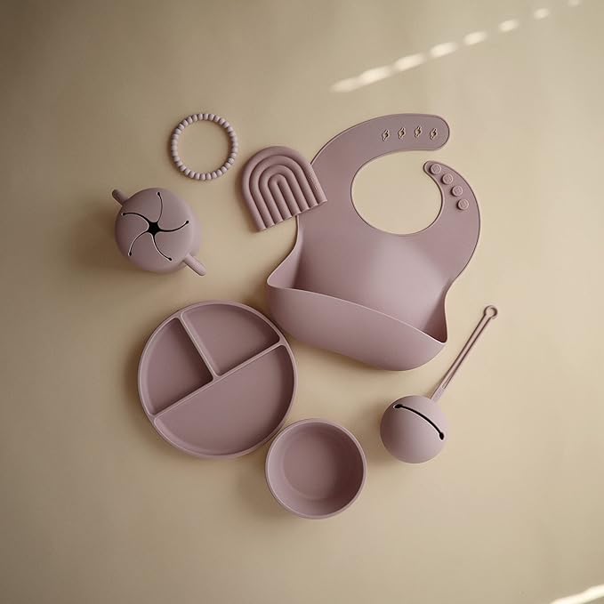 mushie Silicone Suction Plate | BPA-Free Non-Slip Design (Soft Lilac)