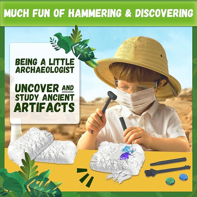 TALGIC Dinosaur Painting Kit for Kids 3-8 with 8 Figurines & Jungle Map, Arts Craft Sets in Dinosaur Storage Box Arts & Crafts Toys for 3-8 Year Olds, Popular Arts Crafts for Boys Ages 3-8