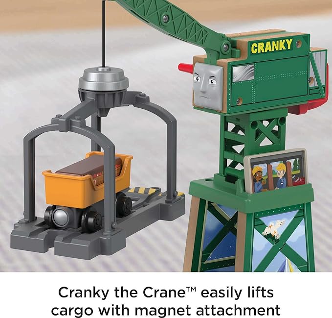 Thomas & Friends Wooden Railway Toy Train Set Brendam Docks Wood Playset with Cranky The Crane for Preschool Kids Ages 3+ Years (Amazon Exclusive)