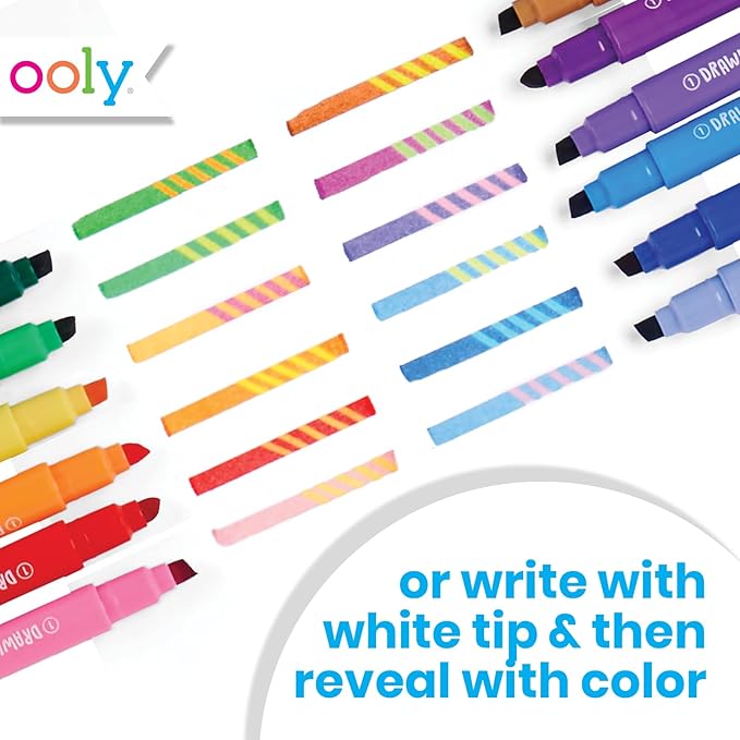 Ooly 12 Pack Switch-eroo Double Sided Color Changing Markers with Sketchbook, Color Changeable Chisel Tip Markers for Kids Art Supplies - 12 Pack & Sketchbook Bundle