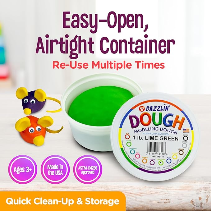 Hygloss Play Modeling Dough - 36lb. Dough Unscented - Safe & Non-Toxic for Kids Arts & Crafts - Party Favors - Classroom Supplies, 12 Assorted Colors