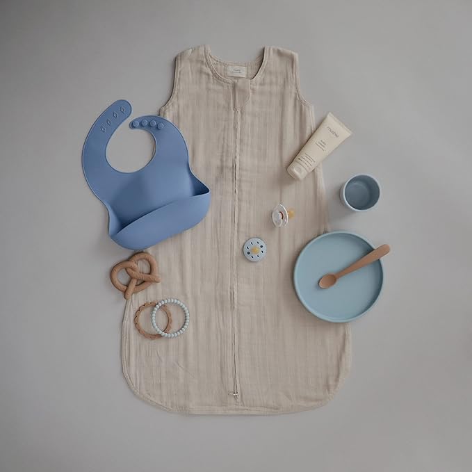 mushie Classic Silicone Suction Plate | BPA-Free Non-Slip Design (Powder Blue)