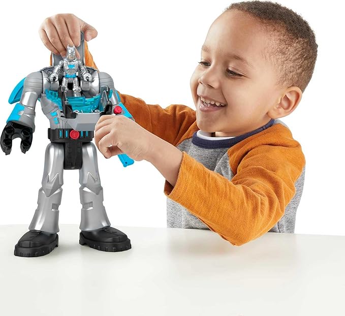 Fisher-Price Imaginext DC Super Friends Batman Toy Insider & Exo Suit 12-Inch Robot with Lights Sounds & Figure for Ages 3+ Years, Defender Grey