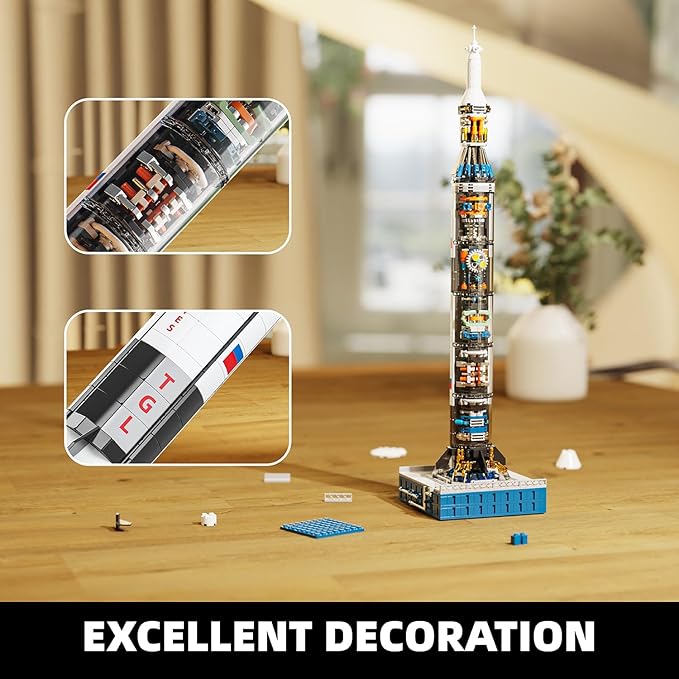TYCOLE Space Rocket Building Toy Set,Translucent Design Spacecraft Building Block Kit,Spaceship Collectors Building Set with Launch Stand,Christmas Birthday Gift for Adults and Kids 8+(846PCS)