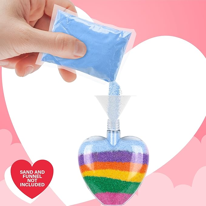 Valentine’s Day Sand Art Heart Necklaces - Set of 36 - Valentines Day Bulk Crafts for Kids with Cords in 4 Colors - Valentines Day Sand Art Gifts for Kids and Classroom Favors - Sand Sold Separately