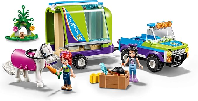 LEGO Friends Mia's Horse Trailer 41371 Building Kit with Mia and Emma Mini Dolls Includes Toy Truck, Horse, and Rabbit for Creative Play (216 Pieces)