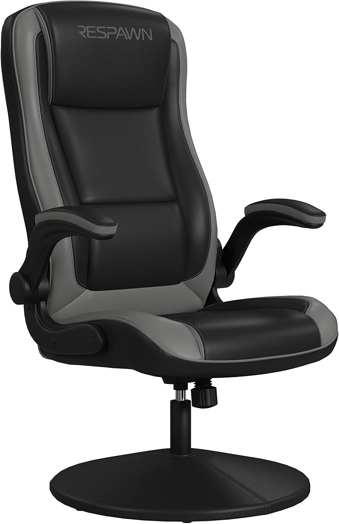 RESPAWN 800 Gaming Chair Floor, Swivel Rocker Gaming Chair, High Back Ergonomic Floor Gaming Chair for Kids and Adults, Gaming Recliner, Floor Rocker Chair with Armrests - Grey