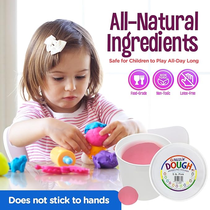 Hygloss Play Modeling Dough - Pink Dough Unscented - Safe & Non-Toxic for Kids Arts & Crafts - Party Favors - Classroom Supplies - 5lb