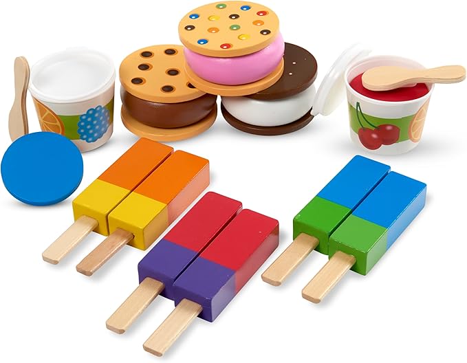 Melissa & Doug Frozen Treats | Pretend Play | Play Food | 3+ |, Multicolor, 33.528 cm H x 26.67 cm W x 6.35 cm L