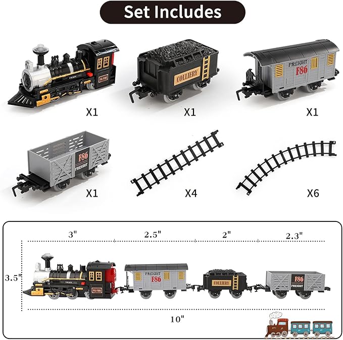 Lucky Doug Christmas Train Set Toys for Kids, Toy Train Set with Light & Sound for Under Christmas Tree, Christmas Train Toys Set for Kids Toddler 1-3 2-4 3-5 4-8 4-7, Christmas Birthday Gifts Toys