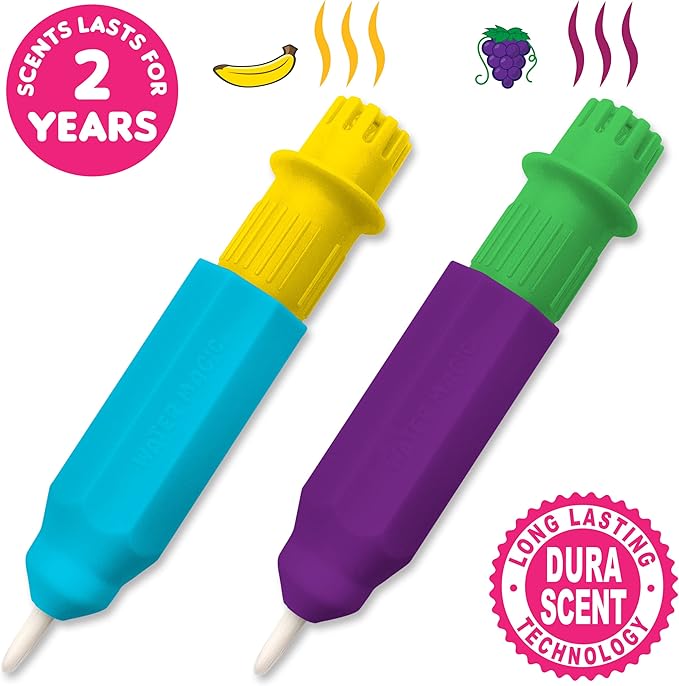 Water Magic - Patented Gourmet Scented Reusable Water Reveal Activity Books - No Mess, All Fun by Scentco (Grape Kingdom and Construction)