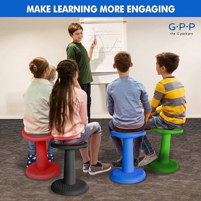 Gpack-pro Kids Wobble Stool – Improves Focus Attention – Non-Slip Base - Wiggle Chair Active Flexible Seating for Preschool Kindergarten Elementary School 17.7-Inch High (Blue)