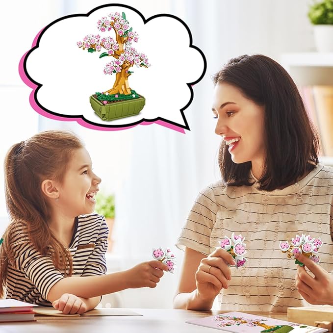 Cherry Blossom Bouquet Building Block Set, 550 Pcs Mini Building Block Bouquet Building Block Set, Flower Building Toys, Creative Building Block Plant Series