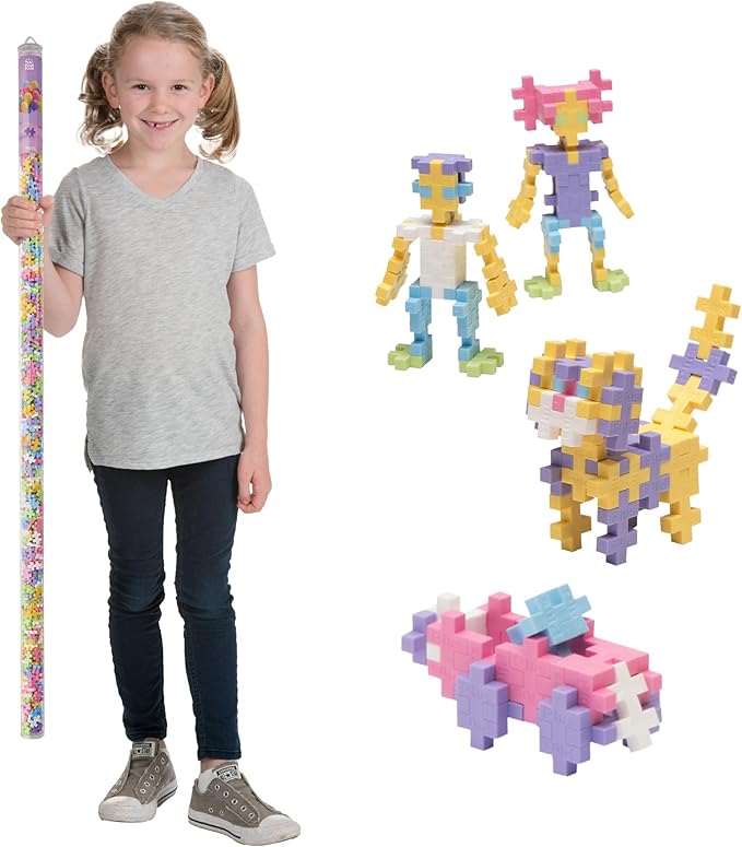 Plus Plus 500 Piece Interlocking Building Block 3D Puzzle Kit, Kids Stem Connecting Toys - Pastel Color Mix