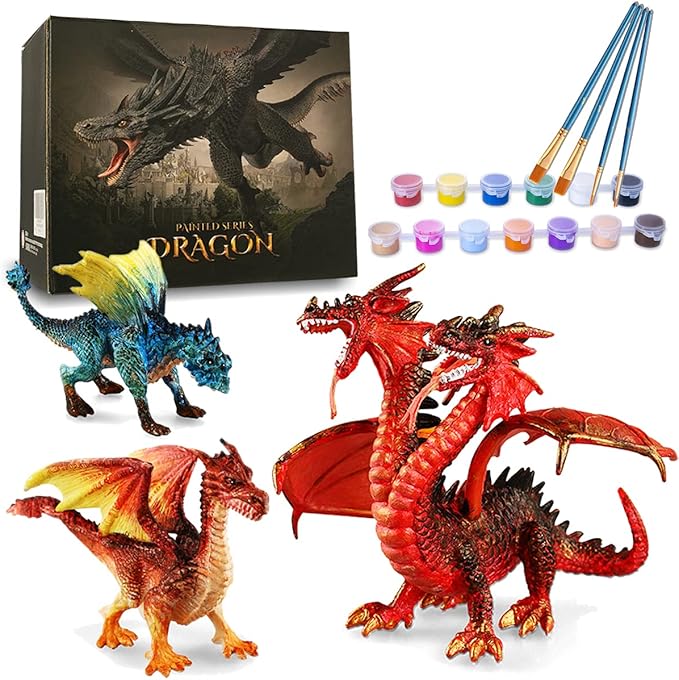 ARTLYMERS Kids Crafts, DIY 3D Dragon Painting Toys with 13 Color Educational Toy Painting Set Paint Your Own Gift Art and Craft Kit for Kids Boys Girls 3 4 5 6 7 8 9 Year Old