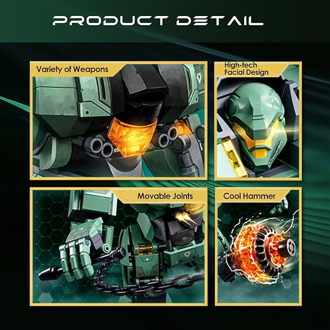 Velance Mech Robot Armored Building Blocks Set, Warrior City Action Mech Building Toy Kit, Mecha Robot Building Block Model for Kids & Adults, Birthday, Christmas Day Gift(542 Pcs)