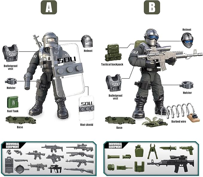 MEIEST SWAT Model Equipment Assembly Building Block Toys,8 PCS City Police Action Mini-Figures with Multiple Military Weapons Accessories,Party Favors Set
