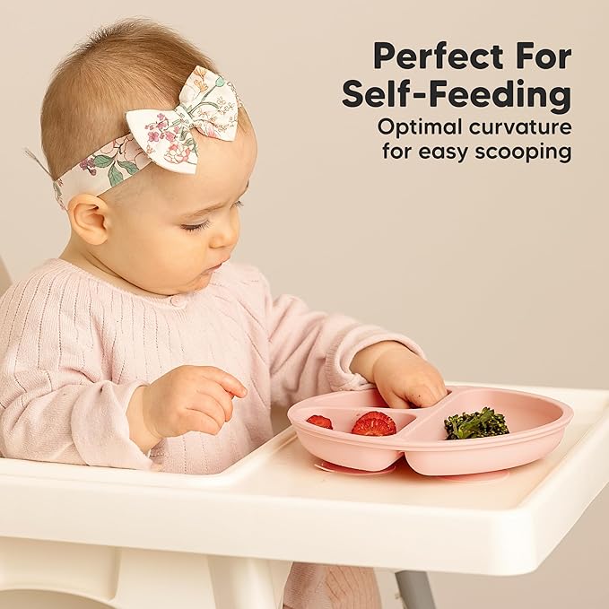 KeaBabies Suction Plates for Baby, Toddler - 3-Pack 100% Silicone Toddler Plates, Divided Baby Plates with Suction, Silicone Plates for Baby, Kids, BPA-Free, Microwave, Dishwasher Safe (Popsicle)