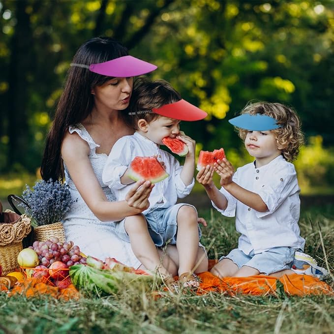 ArtCreativity Foam Sun Visors for Women, Assorted Color Set of 12, Visor for Kids Age 3+, 3 Pc of Each Color – Blue, Red, Purple & Pink, Great for Kids, Class Field & Camping Trips, Carnival Prize