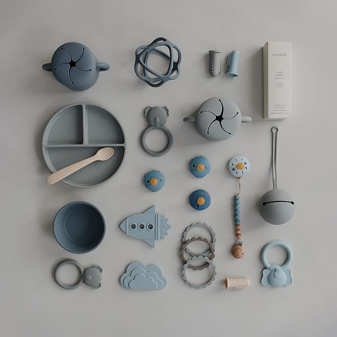 mushie Silicone Suction Bowl | BPA-Free Non-Slip Design (Tradewinds)