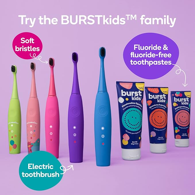 BURST Fluoride Free Strawberry Kids Toothpaste (4oz/2 Pack) | Great Tasting, Dye Free for Baby & Toddler Age 0+ | with Nano Hydroxyapatite