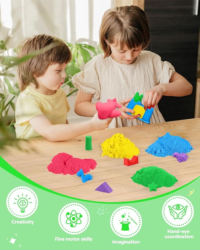 Play Sand Kit for Sandbox 11lb Oversized Package Magic Sand Bulk Sensory Sand Kit for Kids Boys and Girls (Green Tray)