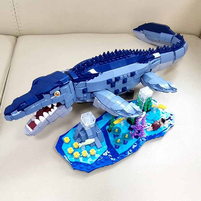 L001, Jurassic Mosasaurus (1200pcs), Dinosaur World Park Building Set,Dino Blocks Toys Sets for Boys,Age 6-12 Year Old