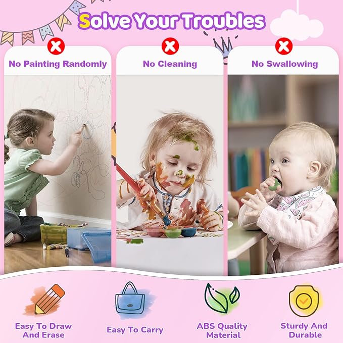 Kikidex Toddlers Toys Age 1-3, Magnetic Drawing Board, Toddler Girl Toys for 1-2 Year Old, Doodle Board Pad Learning and Educational Toys for 1 2 3 Year Old Baby Kids Birthday Gift (Purple)