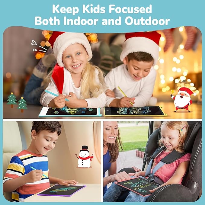 TECJOE 4 Pack LCD Writing Tablet, 8.5 Inch Colorful Doodle Board Drawing Tablet for Kids, Kids Travel Games Activity Learning Toys Birthday Gifts for 3 4 5 6 Year Old Boys Girls Toddlers Preschooler