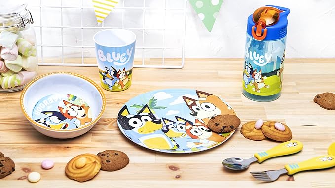 Zak Designs Bluey Kid Flatware Fun Character Art on Both Utensils, Non Slip Fork and Spoon Set is Perfect for Encouraging Picky Eaters to Finish Their Plates, 2 pack (4 PCS)