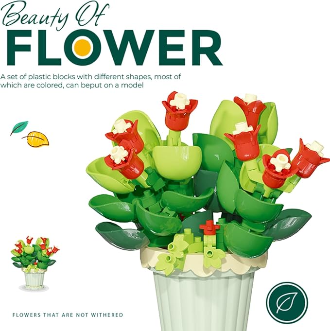 Jade Mini Flower Potted Plant Bonsai Building Toy Blocks Particle Flower Botanical