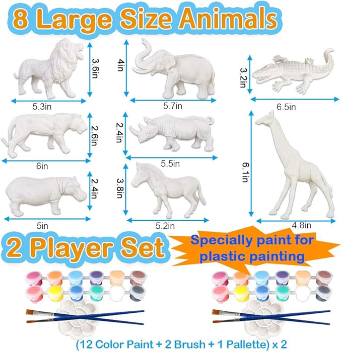 Yileqi Safari Animal Painting Kit for Kids Crafts and Arts Set, Jumbo Jungle Animal Toy Art and Crafts for Boys Girls Age 4 5 6 7 8 Years Old, DIY Paint for Kid Activities Birthday Gift
