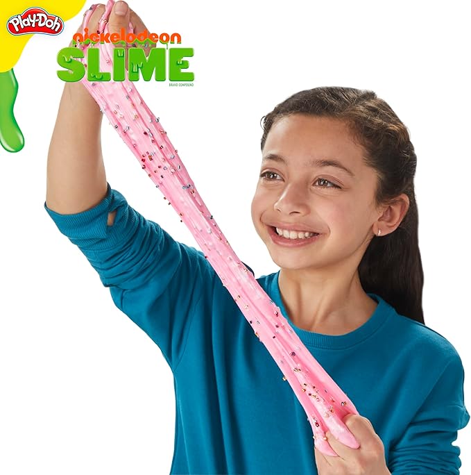 Play-Doh Nickelodeon Slime Brand Compound Rainbow Mixing Set, Pre Made with Add-in Charms, Kids Arts & Crafts Kit, Preschool Sensory Toys, Ages 4+