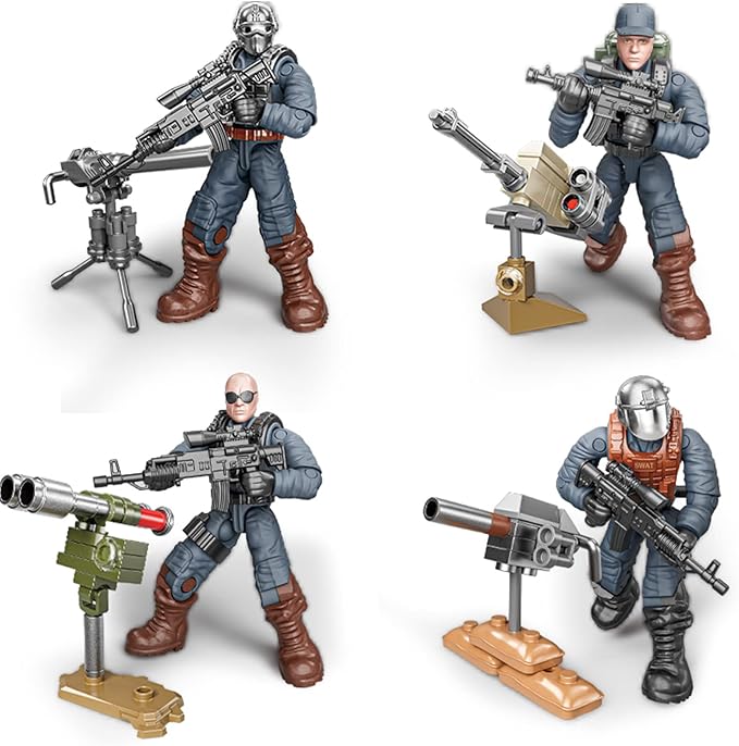 MEIEST SWAT Model Equipment Assembly Building Block Toys,8 PCS City Police Action Mini-figures with Multiple Military Weapons Accessories,Party Favors Set for Boys