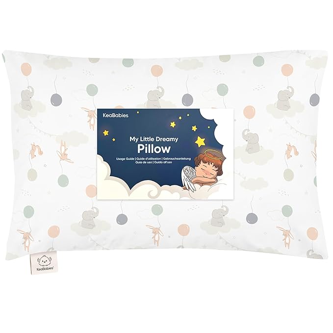 Toddler Pillow with Pillowcase - 13x18 My Little Dreamy Pillow, Organic Cotton Toddler Pillows for Sleeping, Kids Pillow, Travel Pillows, Mini Pillow, Nursery Pillow, Toddler Bed Pillow (Escapade)