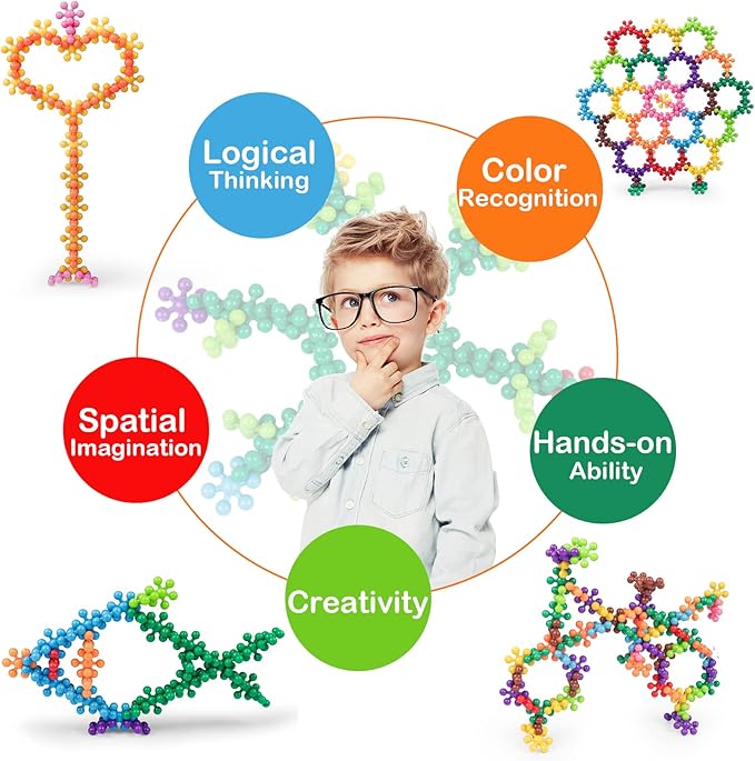 NEOACT 600 PCS Building Blocks Connect Toys,Interlocking Solid Plastic Educational Toys Sets for Preschool Kids Boys and Girls Aged 3+, Promote Fine Motor Skills and Sensory Development.